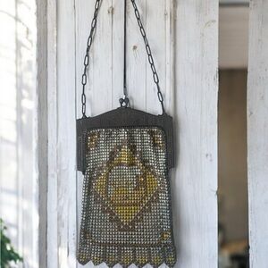 Whiting & Davis Silver and Gold Mesh Clutch